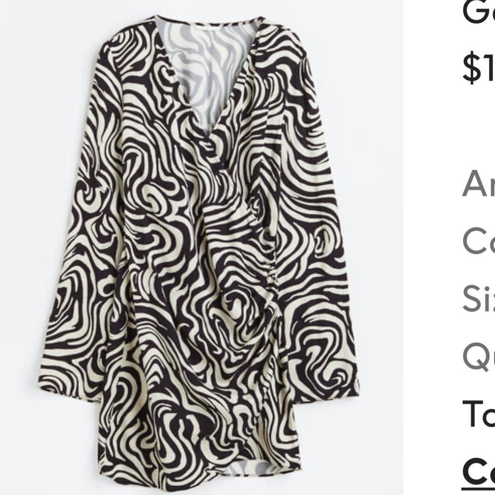 NWT • H&M Zebra Print Dress in Black and Cream